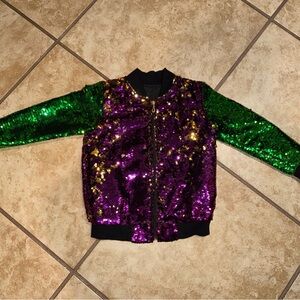 Reversible Sequin Jacket with Yellow, Green and Purple
